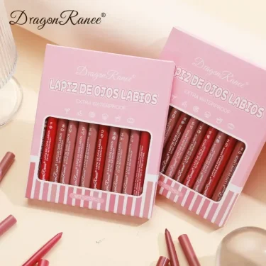 12 Pcs/Set Waterproof Lip Liner Pencil Nude Color Matte Lipliner Moisturizing Long Lasting Lipstick Professional Makeup Lip Tint 1