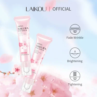 LAIKOU Sakura Eye Serum Eye Roller Massage Hyaluronic Acid Skin Care Eye Bags Cream Moisturizing Dark Circles 15ml 5