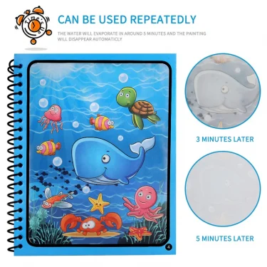 Magical Book Water Drawing Montessori Toys Reusable Coloring Book Magic Water Drawing Book Sensory Early Education for Children 4