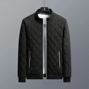 Brand New Slim Fit Coat Autumn Winter Bomber Jacket Men Diamond Pattern Fleece Lined Casual Jacket Men Fashion Clothing 4