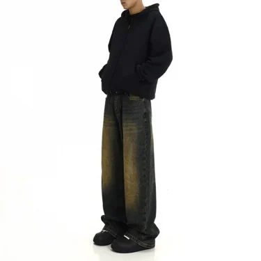 Mens Retro Casual Washed Jeans Personality American Streetwear Straight Versatile Trouser Fashion Men'S Clothing Jeans Summer 3