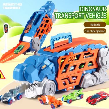 Dinosaur Morphed track ejection car Toy Alloy car model Boy morphed glide ejection transport Puzzle birthday gift