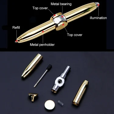 Multifunctional Decompression Finger Rotate Luminous Gyro Pens Toy Fidgets Spinner LED Light Ballpoint Pen Metal Gyro Pen Gift 5
