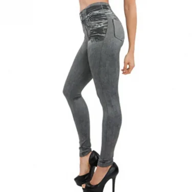 Pants Denim Women Jeans Multi Pockets High Waist Jeans Print Stretch Pencil Pants Women Casual Pants All-match Bottoming Pants 4