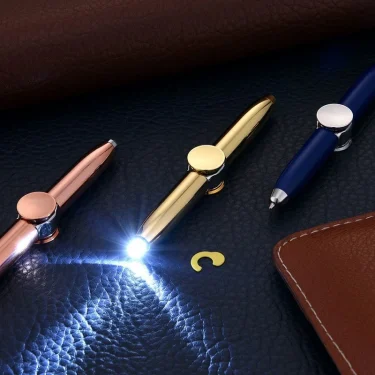Multifunctional Decompression Finger Rotate Luminous Gyro Pens Toy Fidgets Spinner LED Light Ballpoint Pen Metal Gyro Pen Gift 3