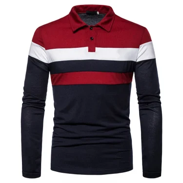 Fashion Men Long Sleeve Polo Shirt Splicing Tee Business Anti-wrinkle Streetwear Casual Men Breathable Tops 5XL 5