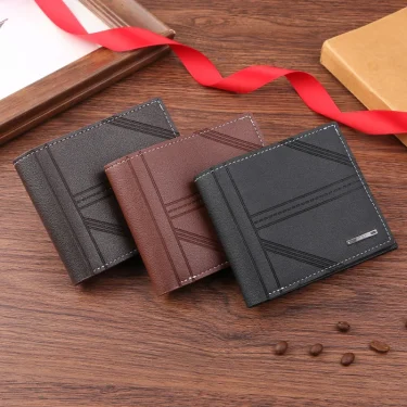 Men's Wallet Mens Short Wallet Youth Fashion Horizontal Soft Leather Business Wallet Credit ID Card Holder Wallet Billfold Purse 3
