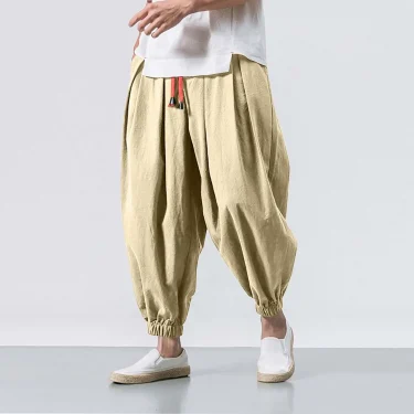 New Fashion Drawstring Harem Pants Men’S Baggy Jogging Pants Japanese Men Crotch Wide Leg Pants Male Casual Loose Trousers 5
