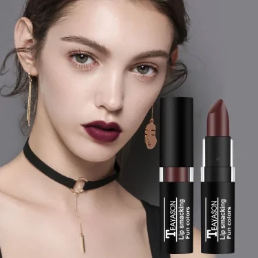1Pcs Long Lasting Pigment Nude Purple Black Blue Red Green Lipstick Waterproof Velvet Matte Luxury Lips Makeup Cosmetics 4
