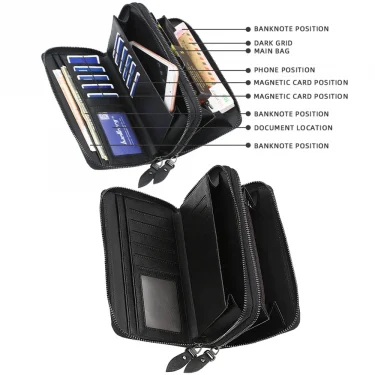 Baellerry Men Wallets Large Capacity Name Engraving High Quality Card Holder Male Purse Zipper Wallet For Men 4
