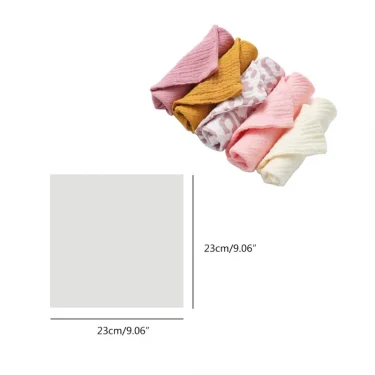 5 Pcs Baby Cotton Square Towel Infant Hand Face Washcloth Handkerchief Muslin Cloth Feeding Bib Burp Cloth Saliva Towel 6