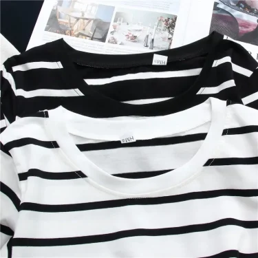 Women Loose Round Collar Autumn Stripes Print Loose Long Sleeve Casual Simple Wild T-Shirt 5