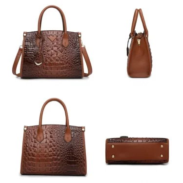 Women's Large Top-Handle Bag Vintage Crocodile Designer Shoulder Bag Quality Leather Crossbody Bag Messenger Commuter Sac A Main 5