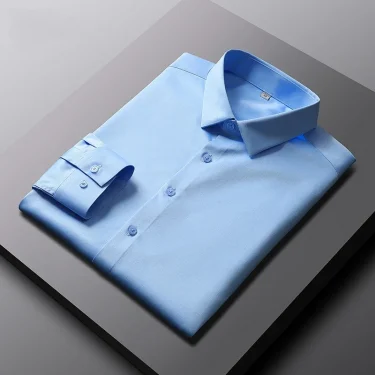 Men's Casual and Fashionable Long Sleeved Solid Color Shirt Non Ironing and Wrinkle Resistant Business Top 3