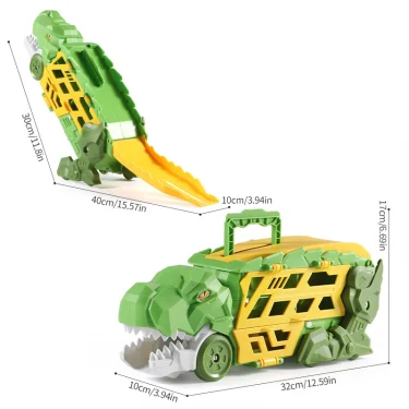 Dinosaur Morphed track ejection car Toy Alloy car model Boy morphed glide ejection transport Puzzle birthday gift 5