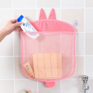 New Baby Bathroom Mesh Bag Sucker Design For Bath Toys Kids Basket Cartoon Animal Shapes Cloth Sand Toys Storage Net Bag 4