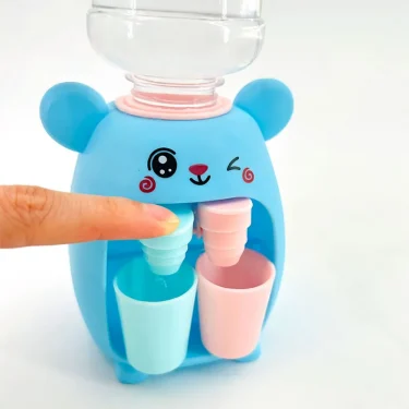Mini Children Dual Water Dispenser Toy with Cute Pink Blue Cold/Warm Water Juice Milk Drinking Fountain Simulation Kitchen Toys 2