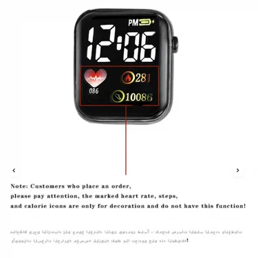Leisure sports pink silicone rectangular women's electronic watch gift watch set for friends 6