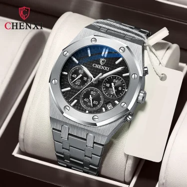 CHENXI Luxury High Quality Watch For Men Stainless Steel Chronograph Quartz Wristwatches Fashion Sports Waterproof Watches Male 2