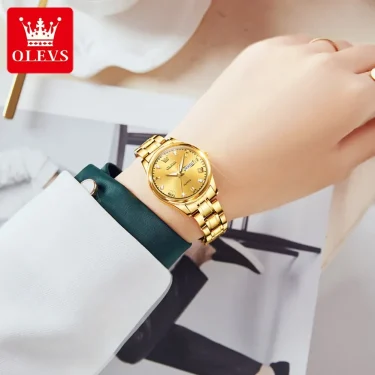OLEVS Women Wrist Watch Original Watches for Ladies Waterproof Stainless Steel Luxury Quartz Woman Wristwatch Gold Reloj Hombre 6