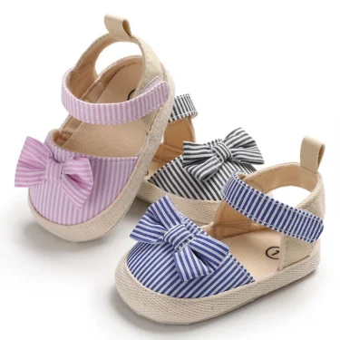 Summer Girl Baby Casual Sandals Soft Sole Comfortable Lightweight Walking Shoes Bow Canvas Baby Shoes 1