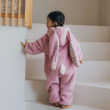 Spring Baby Girls Boys Rabbit Romper Newborn One-piece Jumpsuit Hooded Pajamas Boys Plush Homewear Outfits Baby Costume 2