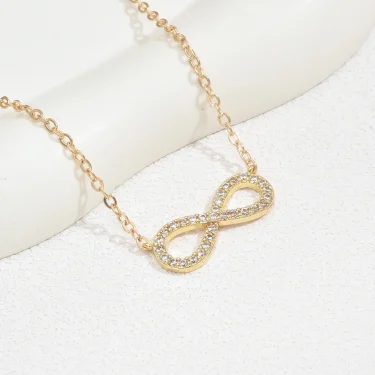 Fashion Simple Stainless Steel Infinity Pendant Necklace for Women Classic Lucky Zircon Love You Forever Jewelry Birthday Gift 4
