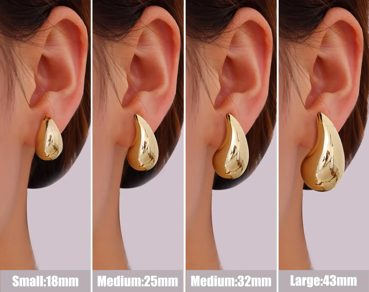 Shevalue Women Gold Teardrop Earrings Lady Chunky 14K Gold Plated Simple Water Drop Shape Earrings with 925 Sterling Silver Post 3