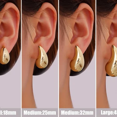 Shevalue Women Gold Teardrop Earrings Lady Chunky 14K Gold Plated Simple Water Drop Shape Earrings with 925 Sterling Silver Post 3