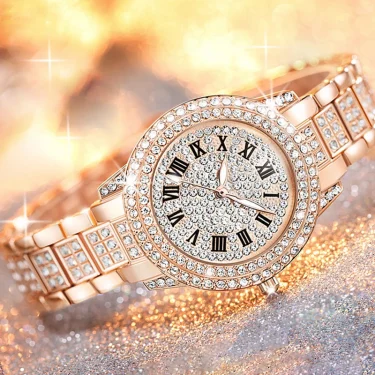 Casual Elegant All-Star Women's Quartz Watch Shiny Fine Zircon Mechanical Lady Wristwatches Fashion Folding Watches Buckle Watch 5