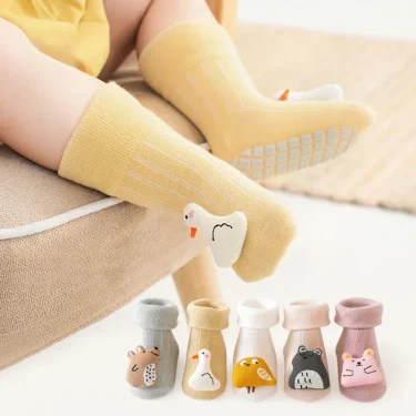 5Pairs/Lot Cotton Baby Anti-slip Socks for Boys Girls Low Cut Floor Kids Toddler Sock with Rubber Grips Socken for 0-3Years 1