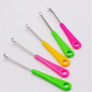20PCS Stainless Steel Earpick Wax Remover Curette Cleaner Health Care Tools Ear Pick Plastic Handle Design For Baby Kids 2