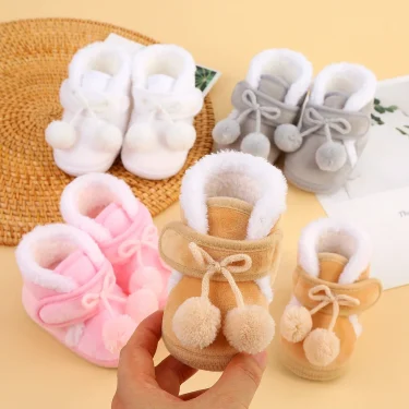 Newborn Booties Baby Socks Shoes Girl Winter Warm Cute Toddler Prewalkers Soft Anti-slip Infant Newborn Crib Crawl Shoes 1