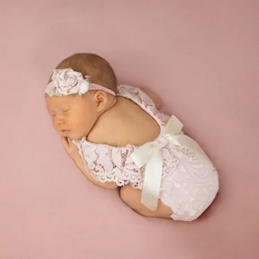 Baby Costume Photography Props Lace Romper Headband Shooting Girl Accessories Newborn Overalls Summer Clothing Maternity Outfit 4