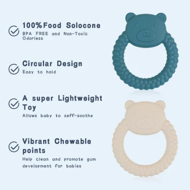 1Pcs Baby Teether Silicone Toy BPA Free Cartoon Bear Nursing Teething Gifts Baby Health Molar Chewing Newborn Accessories Toy 2
