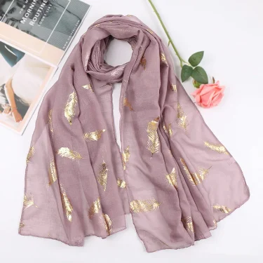 Gold Glitter Feather Hijab Cotton Scarf Women Luxury Shiny Shawl Muslim Women Hijab Shimme Scarves Foulard Arab Turban Headscarf 1