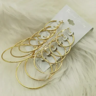 6Pairs Hoop Earrings Set Big Circle Earrings Jewelry for Women Girls Ear Clip Punk Style Earrings Fashion Jewelry Accessories 5