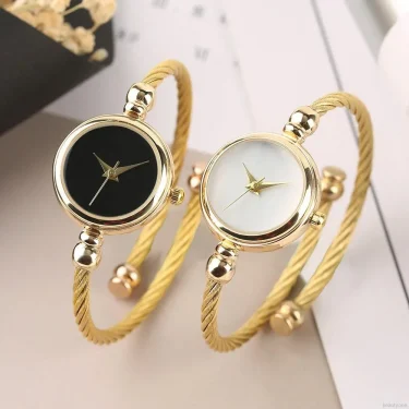 5PCS Women Simple Small Bracelet Watches Stainless Steel Retro Ladies Quartz Wristwatch Fashion Casual Female 1