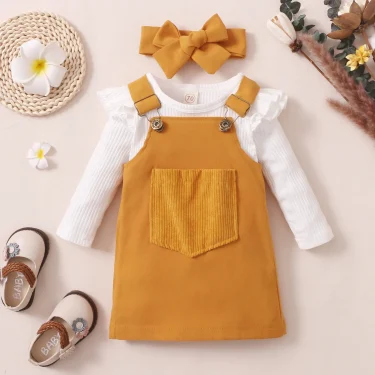 Ma&Baby 0-18M Newborn Infant Baby Girl Clothes Set Floral Ruffles Romper Corduroy Dress Overall Outfits Autumn Spring D84 6