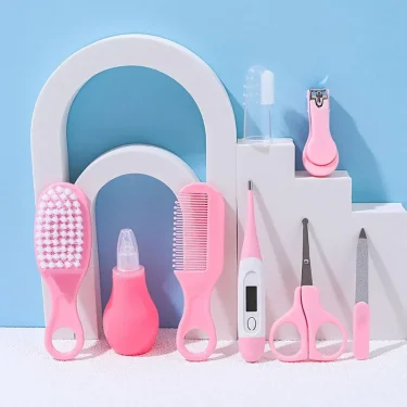 8pcs Newborn Baby Health Care Kit Nail Hair Thermometer Grooming Brush Nose Inhaler Kit Infant Safety Care Set Baby Essentials 2