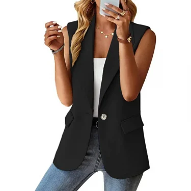 2024 Spring/Summer New Polo Collar Suit Vest Women's Style Commuter Sleeveless Cardigan Tank Top Women 2