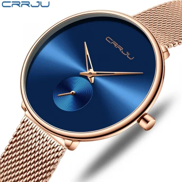 CRRJU Fashion Women Watch Luxury Casual Simple Ladies Daily Dress Mesh Wristwatch Minimalist Waterproof Quartz Female Clock 1