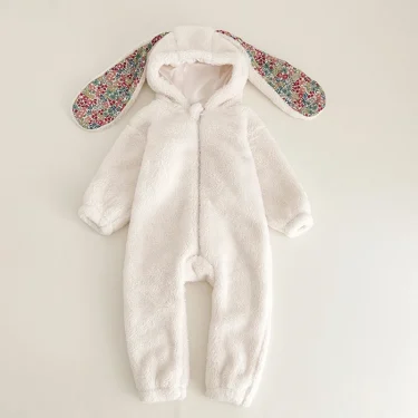 Spring Baby Girls Boys Rabbit Romper Newborn One-piece Jumpsuit Hooded Pajamas Boys Plush Homewear Outfits Baby Costume 4