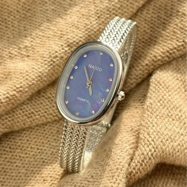 New Brand Quartz Watch for Women Luxury Gift Oval Dial Rhinestone Watch Adjustable Stainless Steel Strap Wristwatches Wholesale 4