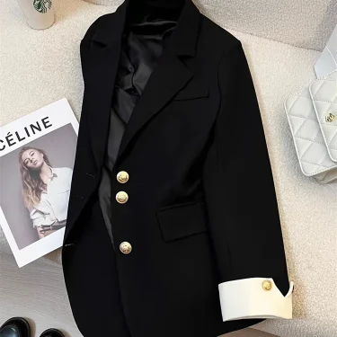 Women Long Sleeve Office Lady Blazers Autumn Winter Solid Casual Single Breasted Chic Notched Blazer Ladies Jackets Clothes 4