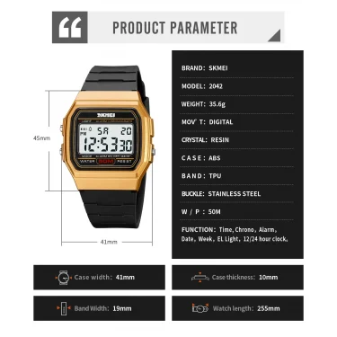 SKMEI 2042 Digital Sport Watch for Men Military Waterproof Calendar Date Week Mens Wristwatches Electronic Thin Clock 1381 Reloj 6