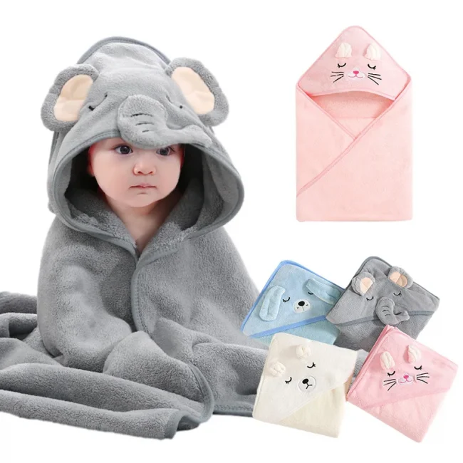 Hooded Swaddle Wrap Cartoon Baby Bath Towels Soft Newborn Towel Blanket Cute Toddler Bathrobe Warm Sleeping Bed Set Boys Girls 1
