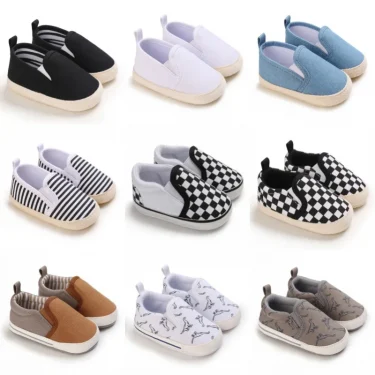 Fashionable baby shoes spring and autumn checkered casual canvas shoes comfortable and non slip for boys and toddlers 1