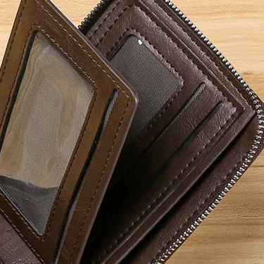 Classic Men Wallet Fashion RFID Blocking Man Leather Wallet Coin Purse Zipper Business Card Holder ID Money Bag Male Short Purse 4