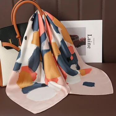 Luxury Print Satin Silk Square Scarf for Women Shawl Hijab Neckerchief Female Hair Ribbon Headband Fashion Wrap Bandana 2025 New 5